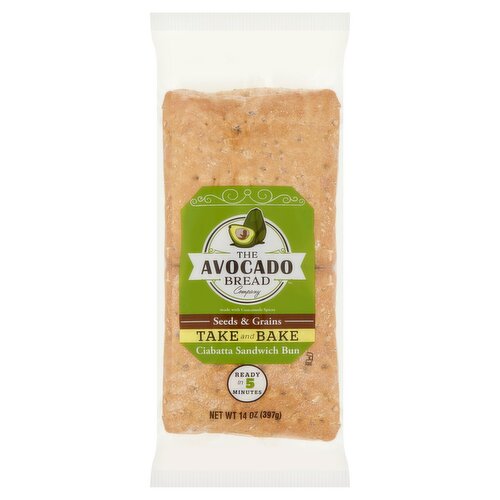 The Avocado Bread Company Seeds & Grains Ciabatta Sandwich Bun, 4 count, 14 oz