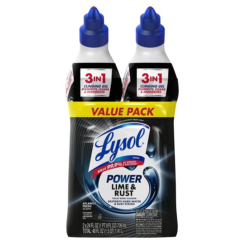 Lysol Power Lime & Rust Atlantic Fresh Scent Toilet Bowl Cleaner Value Pack, 24 fl oz, 2 count