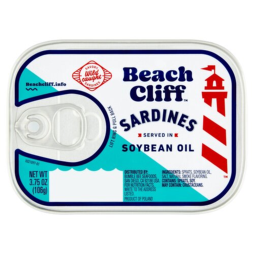 Beach Cliff Served in Soybean Oil Sardines, 3.75 oz