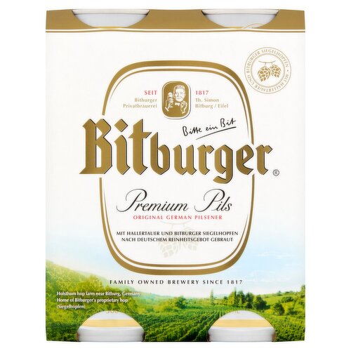Bitburger Premium Pils Original German Pilsener Beer, 4 count, 1 pt 0.9 fl oz