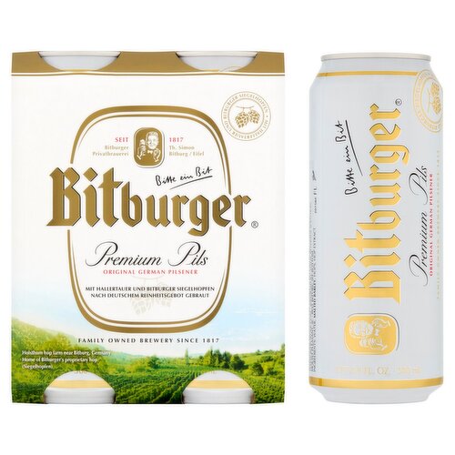 Bitburger Premium Pils Original German Pilsener Beer, 4 count, 1 pt 0.9 fl oz