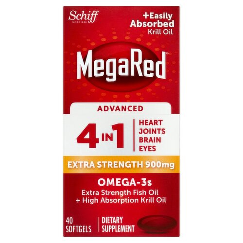 Schiff MegaRed Advanced 4in1 Extra Strength Omega-3s Softgels, 900 mg, 40 count