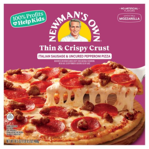 Newman's Own Thin & Crispy Crust Italian Sausage & Uncured Pepperoni Pizza, 16.5 oz