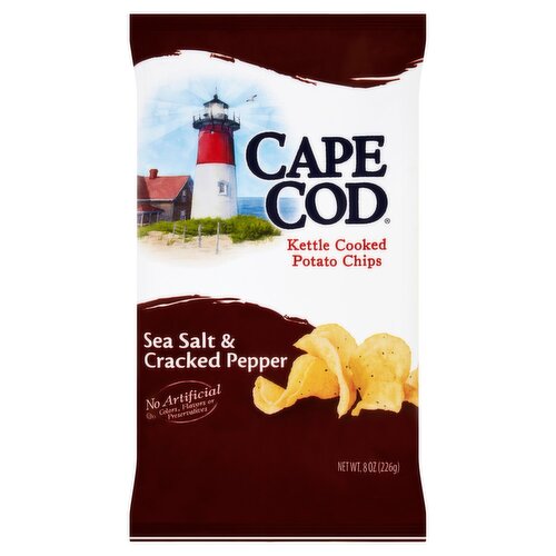 Cape Cod Sea Salt & Cracked Pepper Kettle Cooked Potato Chips, 8 oz