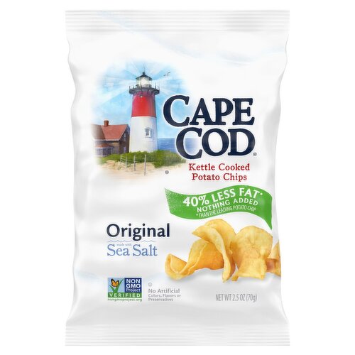 Cape Cod Original 40% Less Fat Kettle Cooked Potato Chips, 2.5 oz