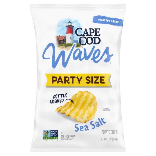 Cape Cod Waves Sea Salt Kettle Cooked Potato Chips Party Size, 13 oz