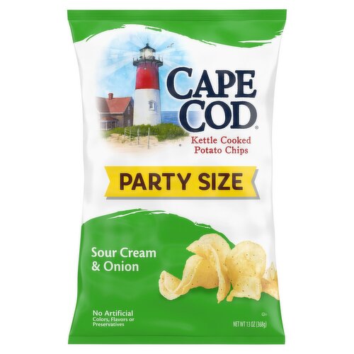 Cape Cod Sour Cream and Onion Kettle Cooked Potato Chips Party Size, 13 oz