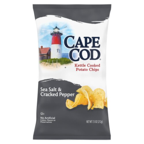 Cape Cod Sea Salt & Cracked Pepper Kettle Cooked Potato Chips, 7.5 oz