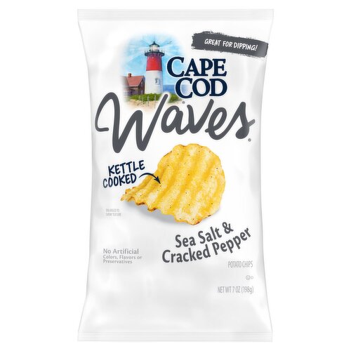 Cape Cod Waves Sea Salt & Cracked Pepper Potato Chips, 7 oz