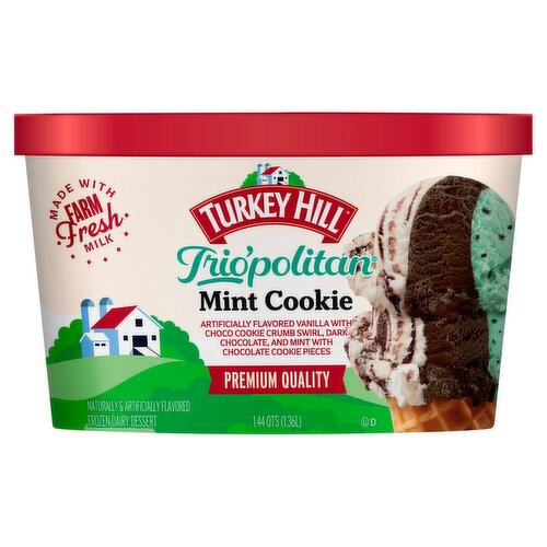 Turkey Hill Trio'politan Mint Cookie Frozen Dairy Dessert, 1.44 qts