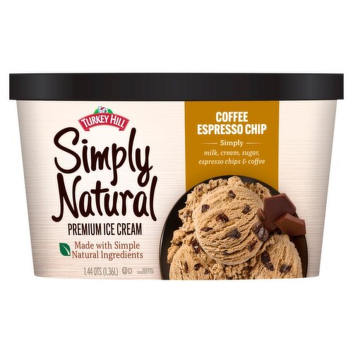 Turkey Hill Simply Natural Coffee Espresso Chip Premium Ice Cream, 1.44 qts