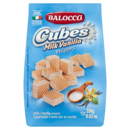 Balocco Cubes Milk Vanilla Wafers, 8.82 oz