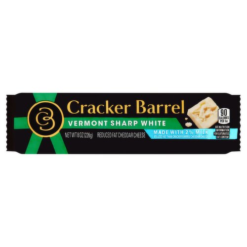 Cracker Barrel Vermont Sharp White Reduced Fat Cheddar Cheese, 8 oz