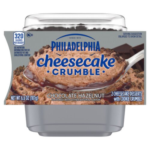 Philadelphia Chocolate Hazelnut Cheesecake Desserts with Cookie Crumble, 2 count, 6.6 oz