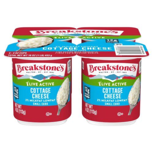 Breakstone's 2% Milkfat Lowfat Small Curd Cottage Cheese, 4 oz, 4 count