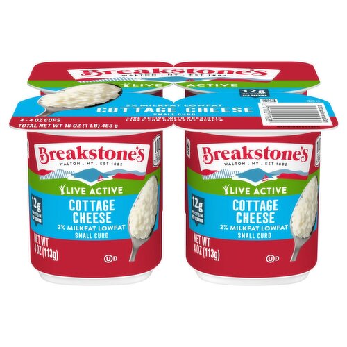 Breakstone's 2% Milkfat Lowfat Small Curd Cottage Cheese, 4 oz, 4 count