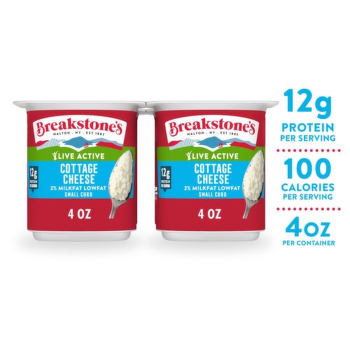 Breakstone's 2% Milkfat Lowfat Small Curd Cottage Cheese, 4 oz, 4 count