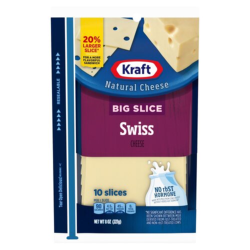 Kraft Big Slice Swiss Cheese, 10 count, 8 oz