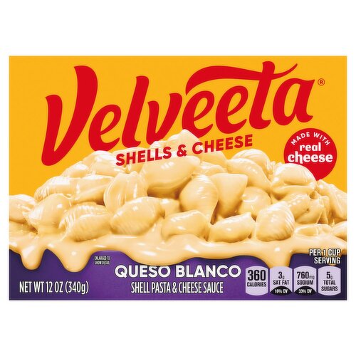 Velveeta Queso Blanco Shell Pasta & Cheese Sauce, 12 oz