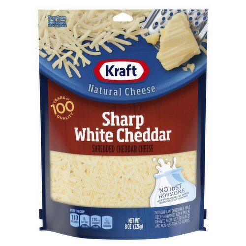 Kraft Shredded Sharp White Cheddar Natural Cheese, 8 oz