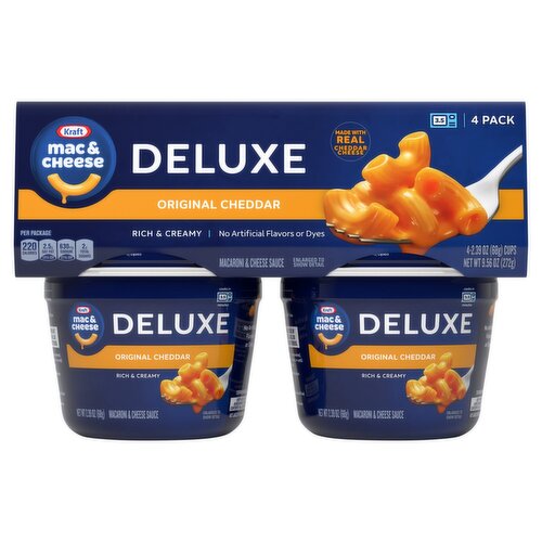 Kraft Mac & Cheese Deluxe Original Cheddar Macaroni & Cheese Sauce, 2.39 oz, 4 count