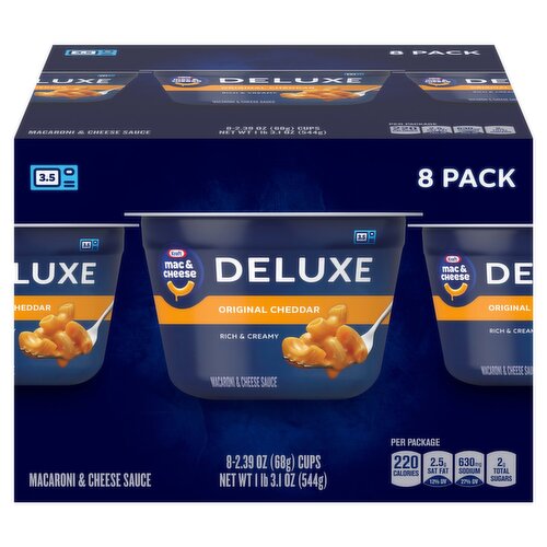 Kraft Deluxe Original Cheddar Macaroni & Cheese Sauce, 2.39 oz 8 count