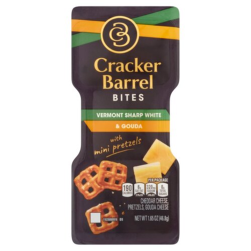 Cracker Barrel Vermont Sharp White & Gouda Bites with Mini Pretzels, 1.65 oz