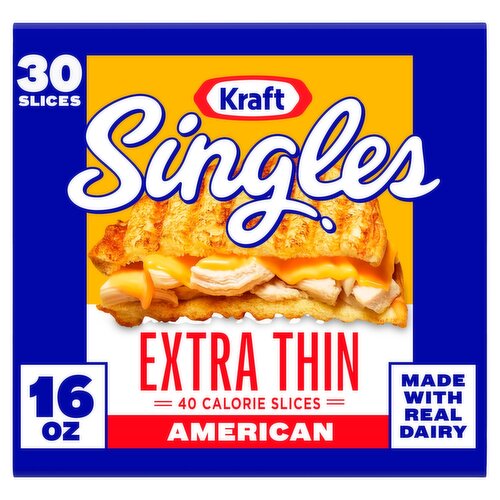 Kraft Singles American Extra Thin Cheese Slices, 30 count, 16 oz
