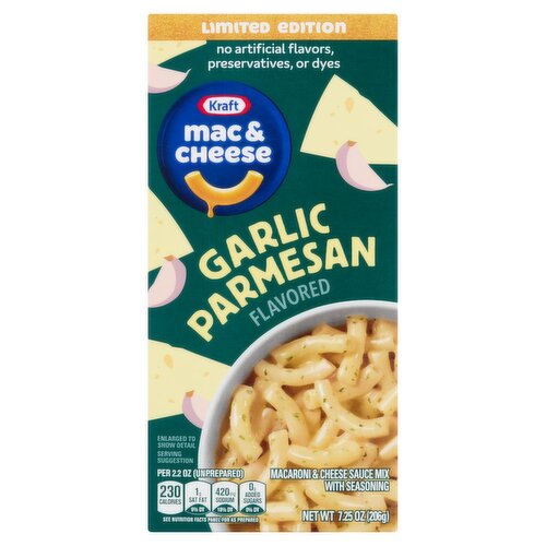 Kraft Mac & Cheese Garlic Parmesan Flavored Macaroni & Cheese Sauce Mix with Seasoning, 7.25 oz