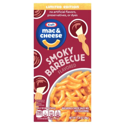 Kraft Smoky Barbecue Flavored Macaroni & Cheese Sauce Mix with Seasoning Limited Edition, 7.25 oz