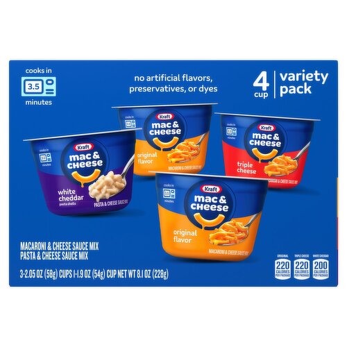 Kraft Macaroni & Pasta Cheese Sauce Mix Variety Pack, 4 count, 8.1 oz