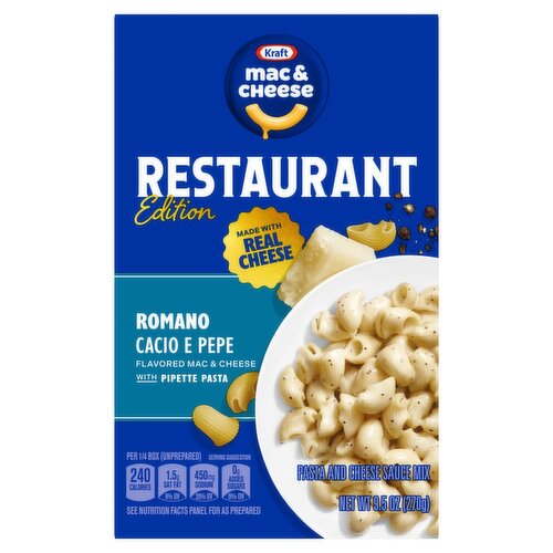 Kraft Mac & Cheese Romano Cacio E Pepe Pasta and Cheese Sauce Mix Restaurant Edition, 9.5 oz