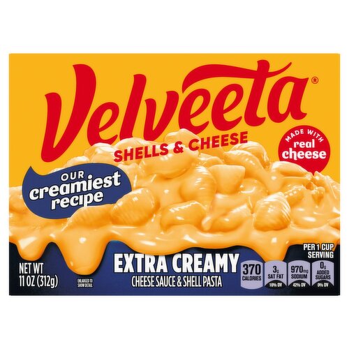 Velveeta Shells & Cheese Extra Creamy Cheese Sauce & Shell Pasta, 11 oz