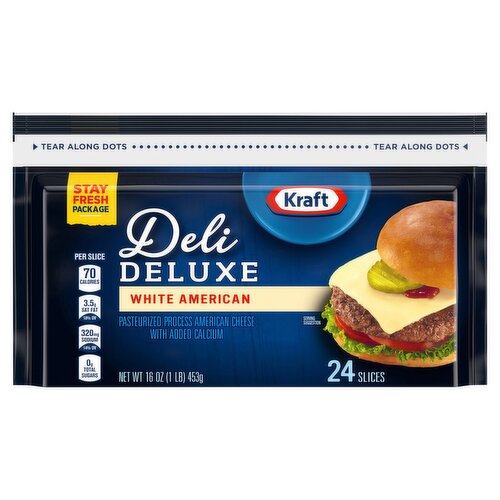 Kraft Deli Deluxe White American Cheese, 24 count, 16 oz