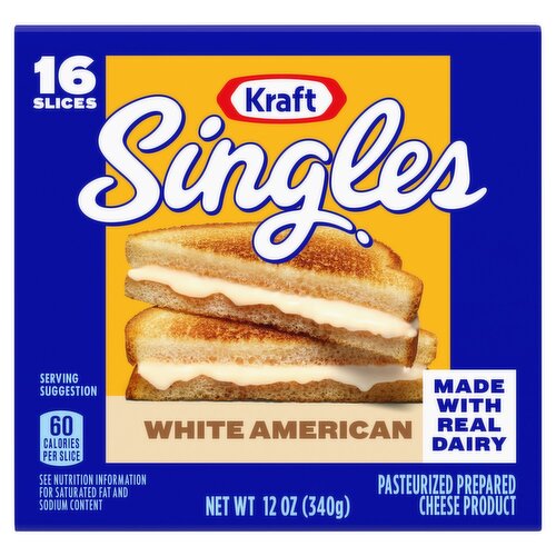 Kraft Singles White American Cheese Slices, 16 count, 12 oz