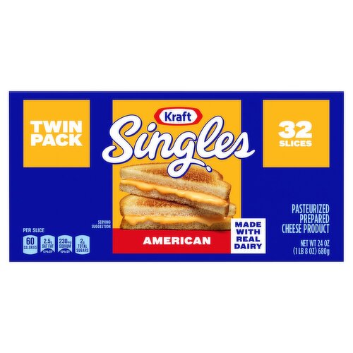 Kraft Singles American Cheese Slices Twin Pack, 32 count, 24 oz