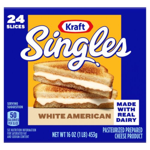 Kraft Singles White American Cheese Slices, 24 count, 16 oz