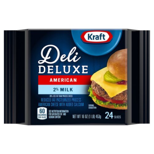 Kraft Deli Deluxe 2% Milk American Cheese Slices, 24 count, 16 oz