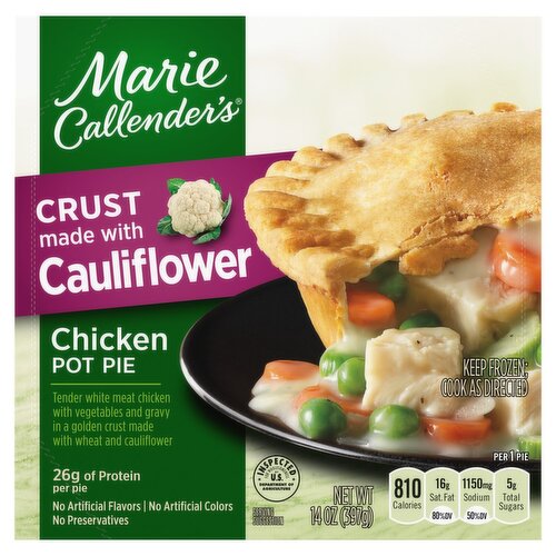 Marie Callender's Chicken Pot Pie With Crust Made With Cauliflower, Single Serve Frozen Meal, 14 oz.