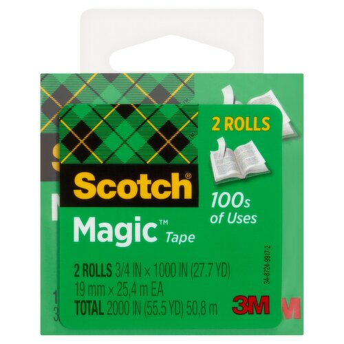 Scotch® Magic™ Tape, 3/4 in x 1000 in, 2 Boxes/Pack