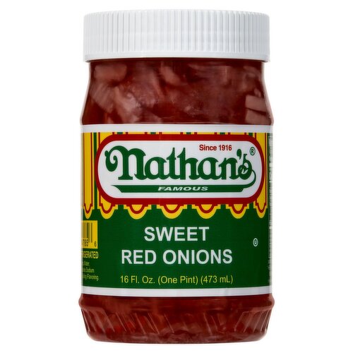 Nathan's Famous Sweet Red Onions, 16 fl oz
