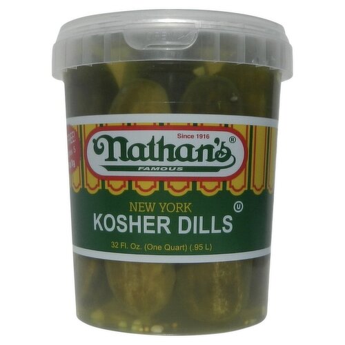 Nathan's Famous New York Kosher Dills Pickles, 32 fl oz