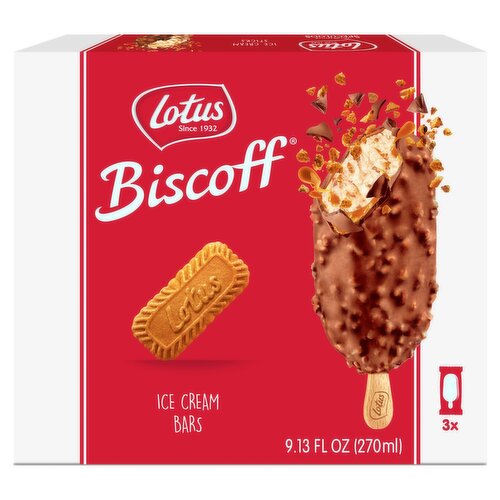 Lotus Biscoff Cookie & Cookie Butter Ice Cream Bars, 3 count, 9.13 fl oz