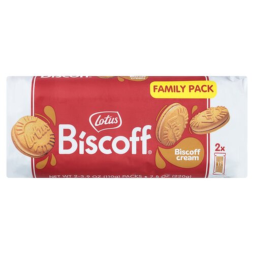 Lotus Biscoff Caramelized Sandwich Cookies with Biscoff Cream Family Pack, 3.9 oz, 2 count