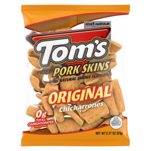 Tom's Original Fried Pork Skins Chicharrones, 2.37 oz