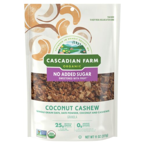 Cascadian Farm No Added Sugar Organic Coconut Cashew Granola, 11 oz