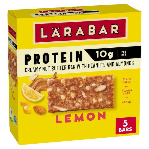 Lärabar Lemon 10g Protein Creamy Nut Butter Bar with Peanuts and Almonds, 1.59 oz, 5 count