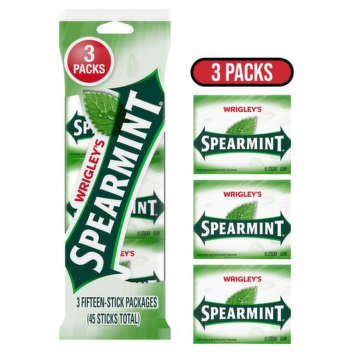 Wrigley's Spearmint Gum Sticks, 45 count