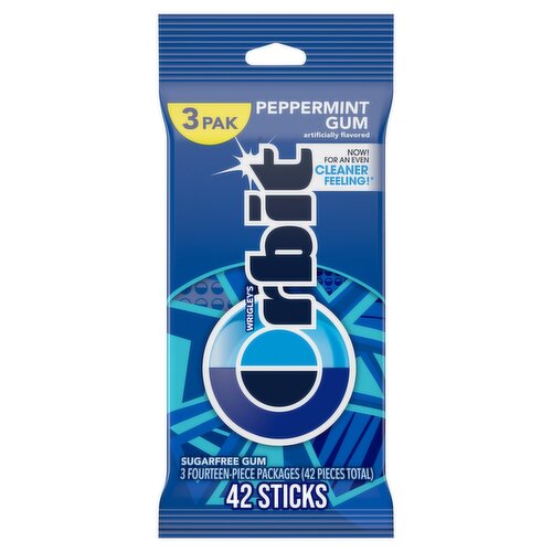 Wrigley's Orbit Peppermint Sugarfree Gum, 42 count