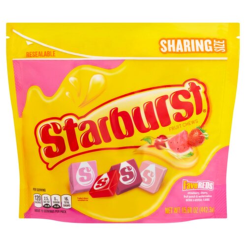 Starburst FaveReds Strawberry, Cherry, Fruit Punch & Watermelon Fruit Chews Sharing Size, 15.60 oz